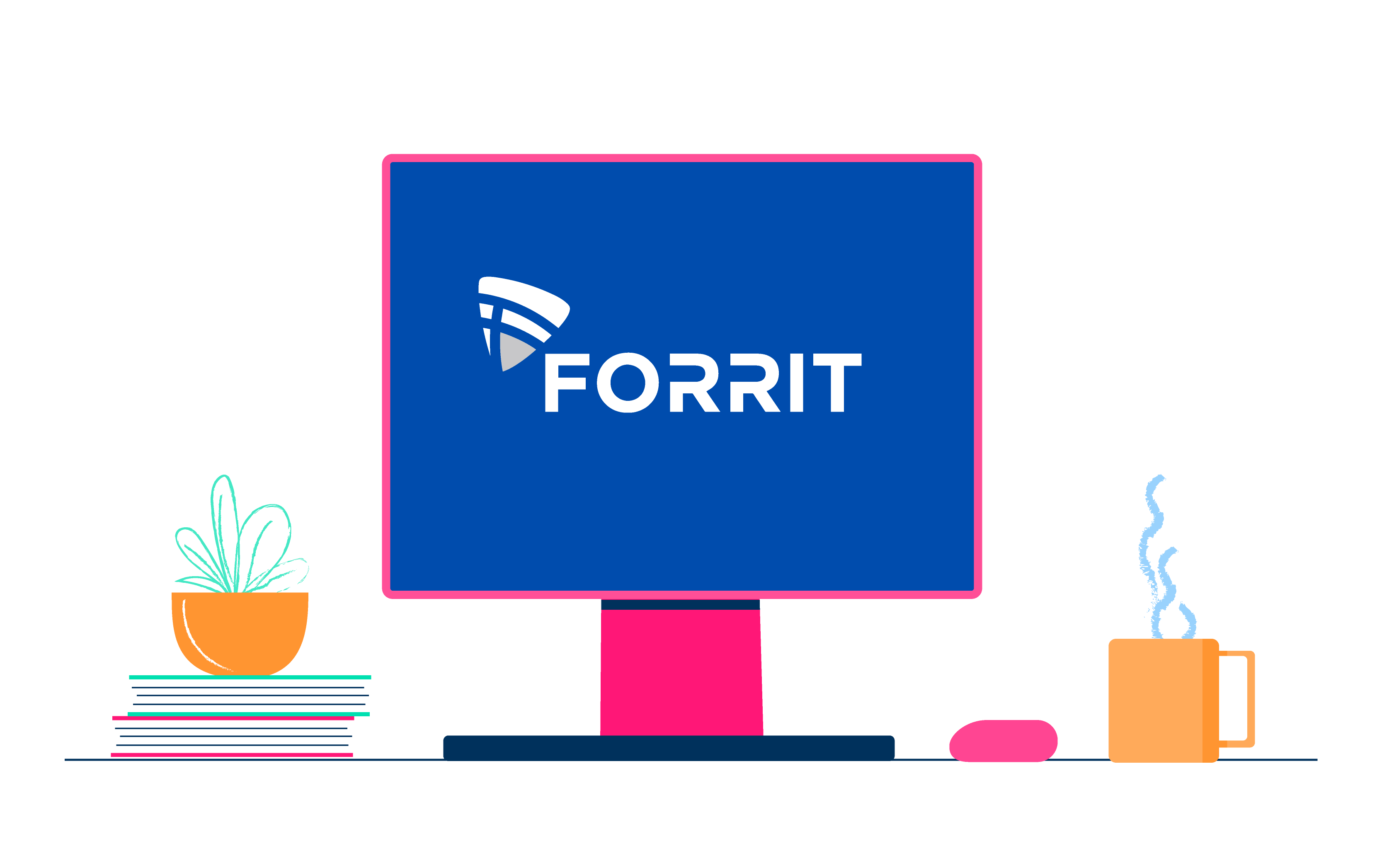 Illustration of the Forrit icon as a desktop background